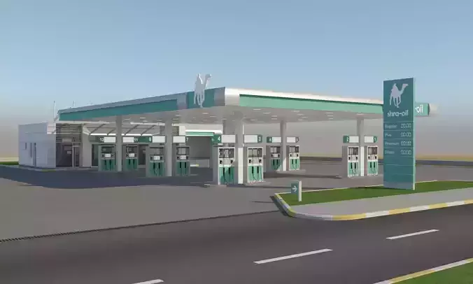 Gas Station In Desert 3D model