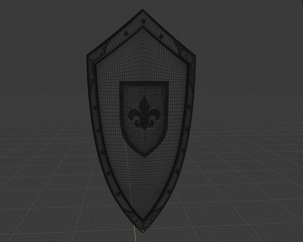 Medieval Kite Shield with Fleur-de-lis emblem Free 3D model_5