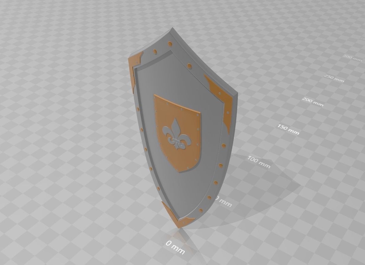 Medieval Kite Shield with Fleur-de-lis emblem Free 3D model_6