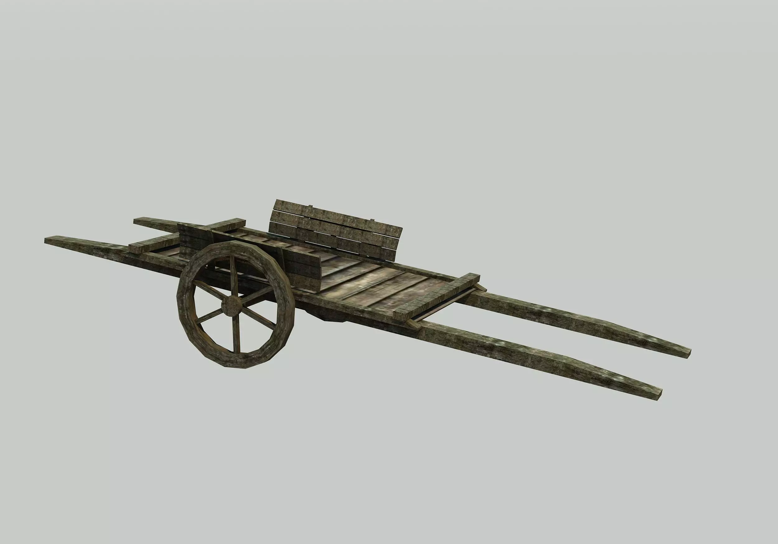 Wooden Cart Low-poly 3D model_0