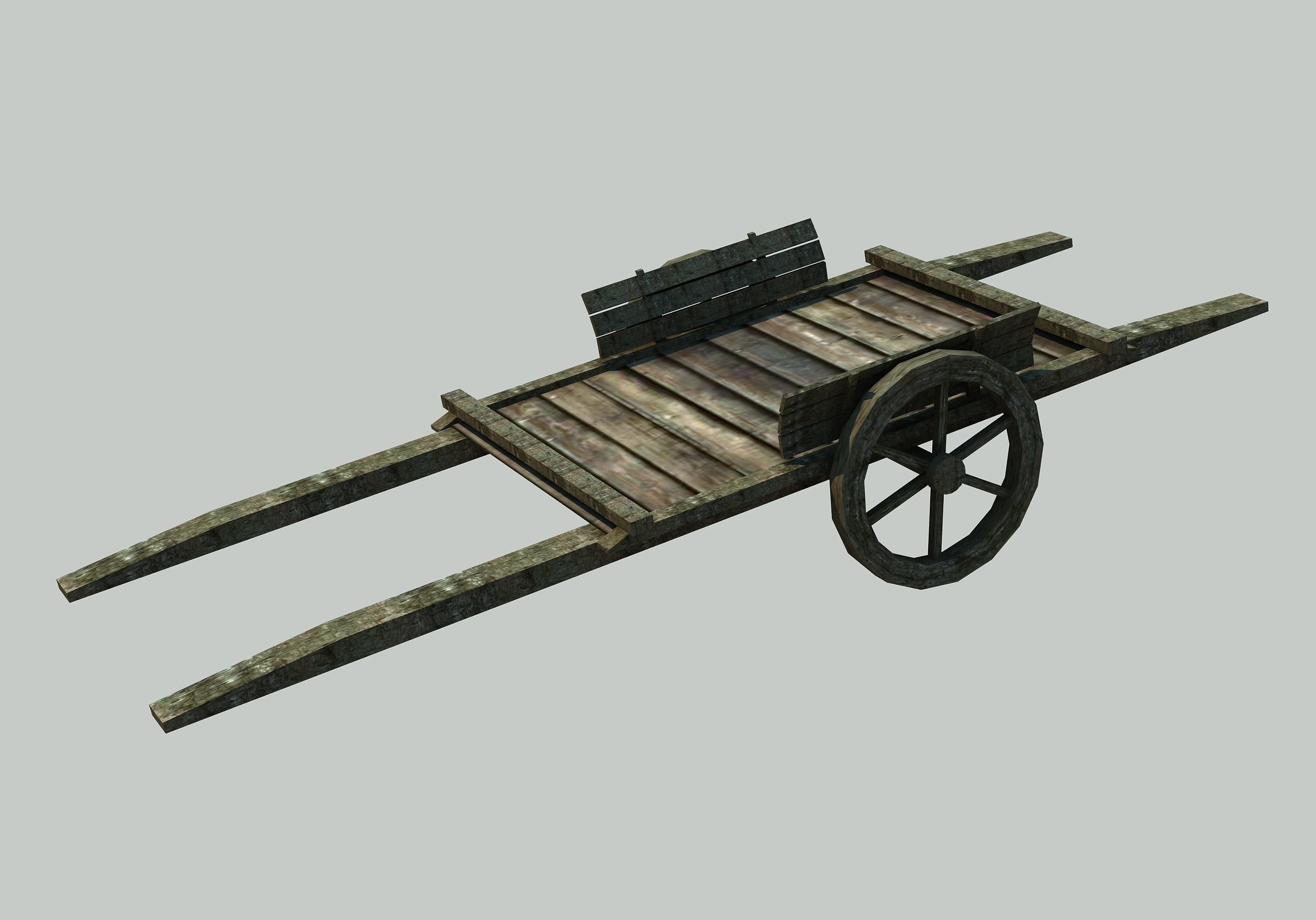 Wooden Cart Low-poly 3D model_2