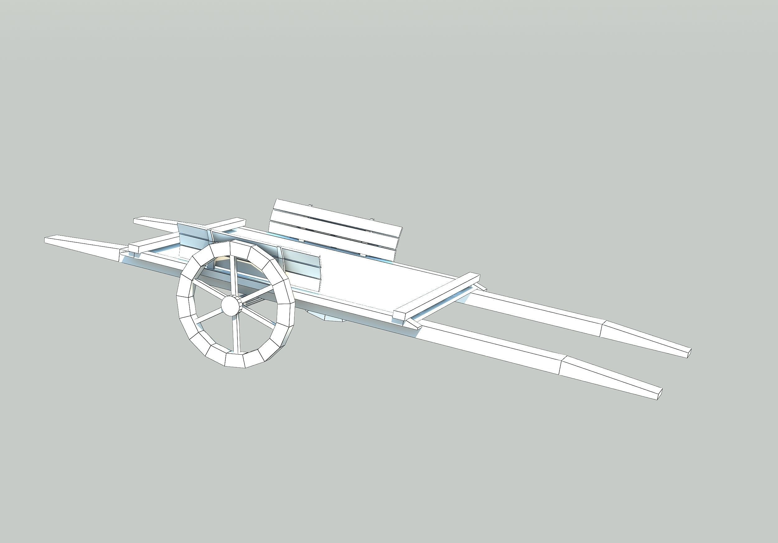 Wooden Cart Low-poly 3D model_1
