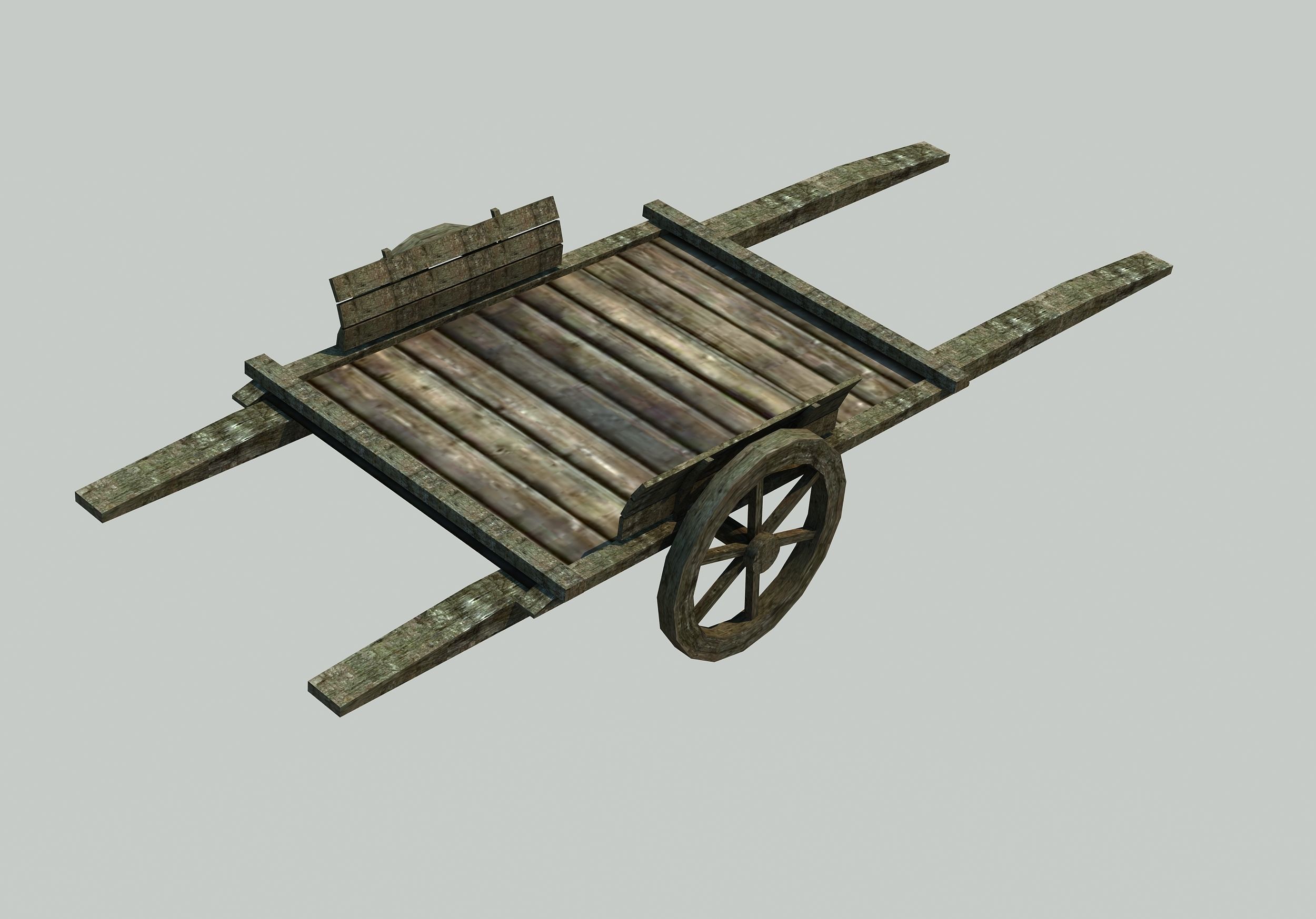 Wooden Cart Low-poly 3D model_4