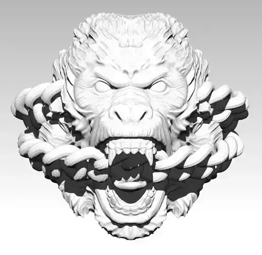Roar Monkey Ring with chain 3D print model