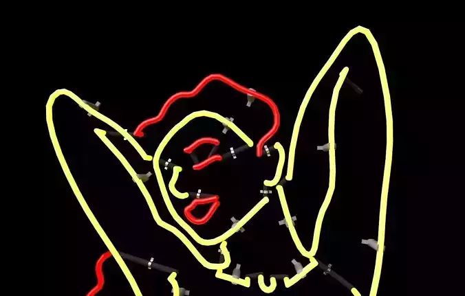 A star studded neon lady wall light Low-poly 3D model