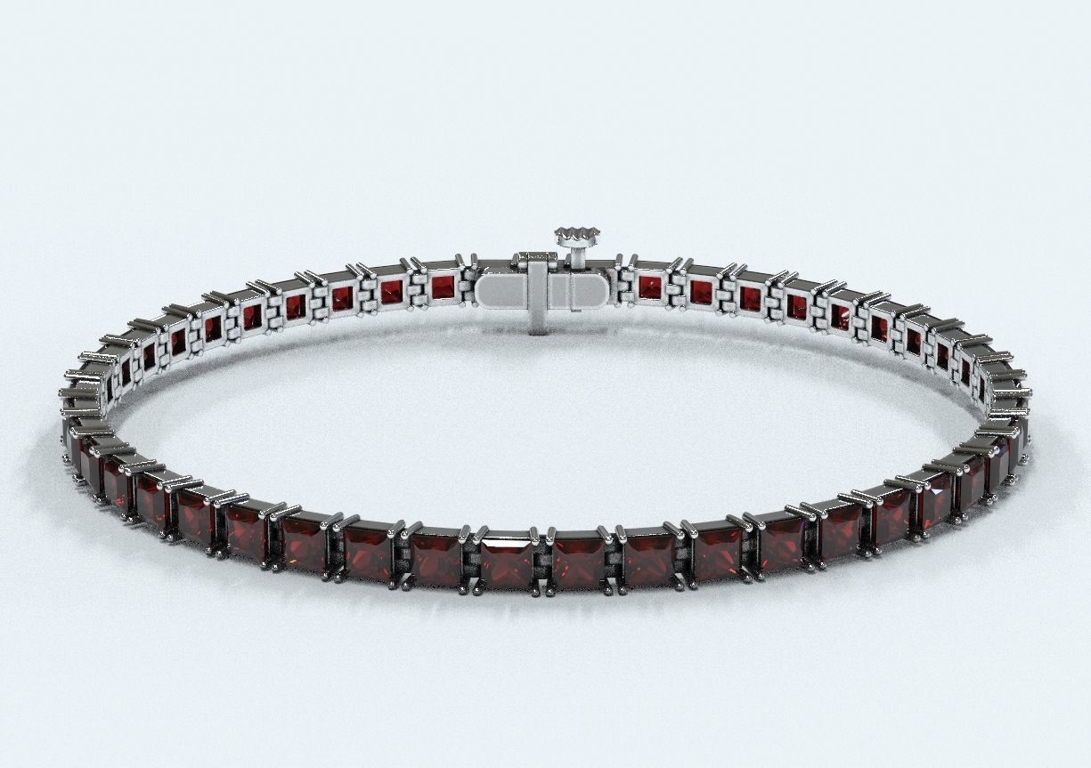 Elegant bracelet with princess stones 458 3D print model_4