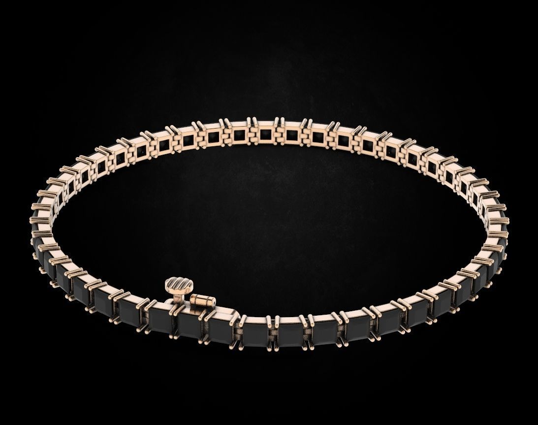 Elegant bracelet with princess stones 458 3D print model_10