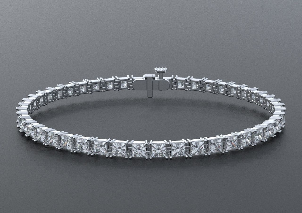 Elegant bracelet with princess stones 458 3D print model_3