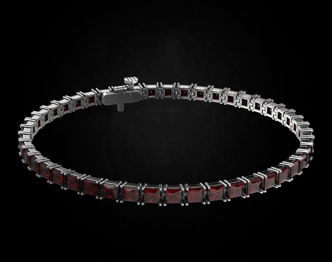 Elegant bracelet with princess stones 458 3D print model_6