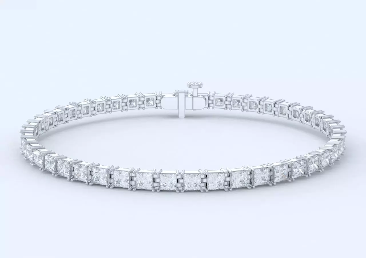 Elegant bracelet with princess stones 458 3D print model_0