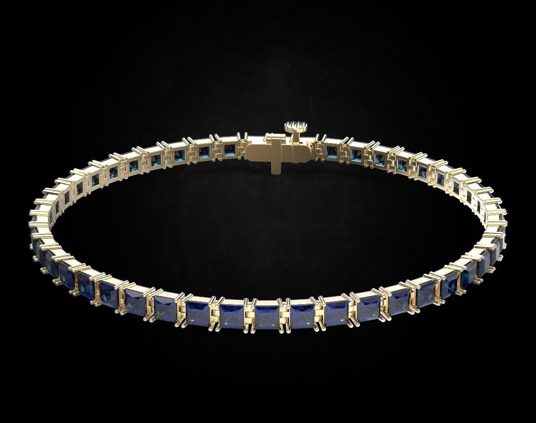 Elegant bracelet with princess stones 458 3D print model_8