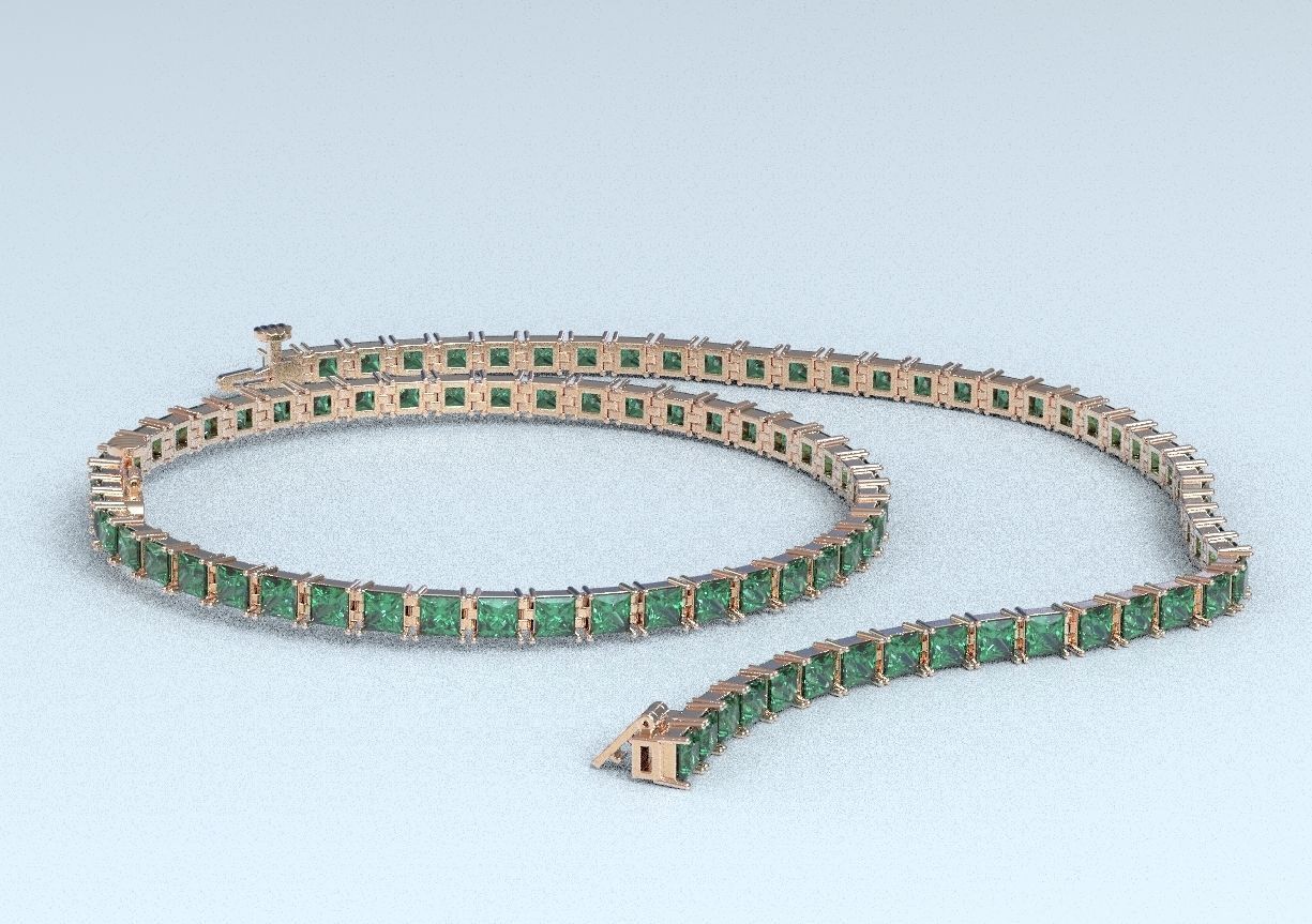 Elegant bracelet with princess stones 458 3D print model_5