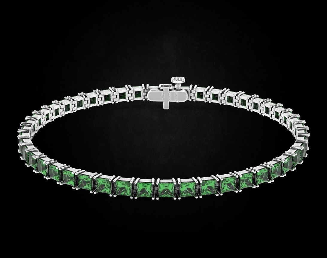 Elegant bracelet with princess stones 458 3D print model_12