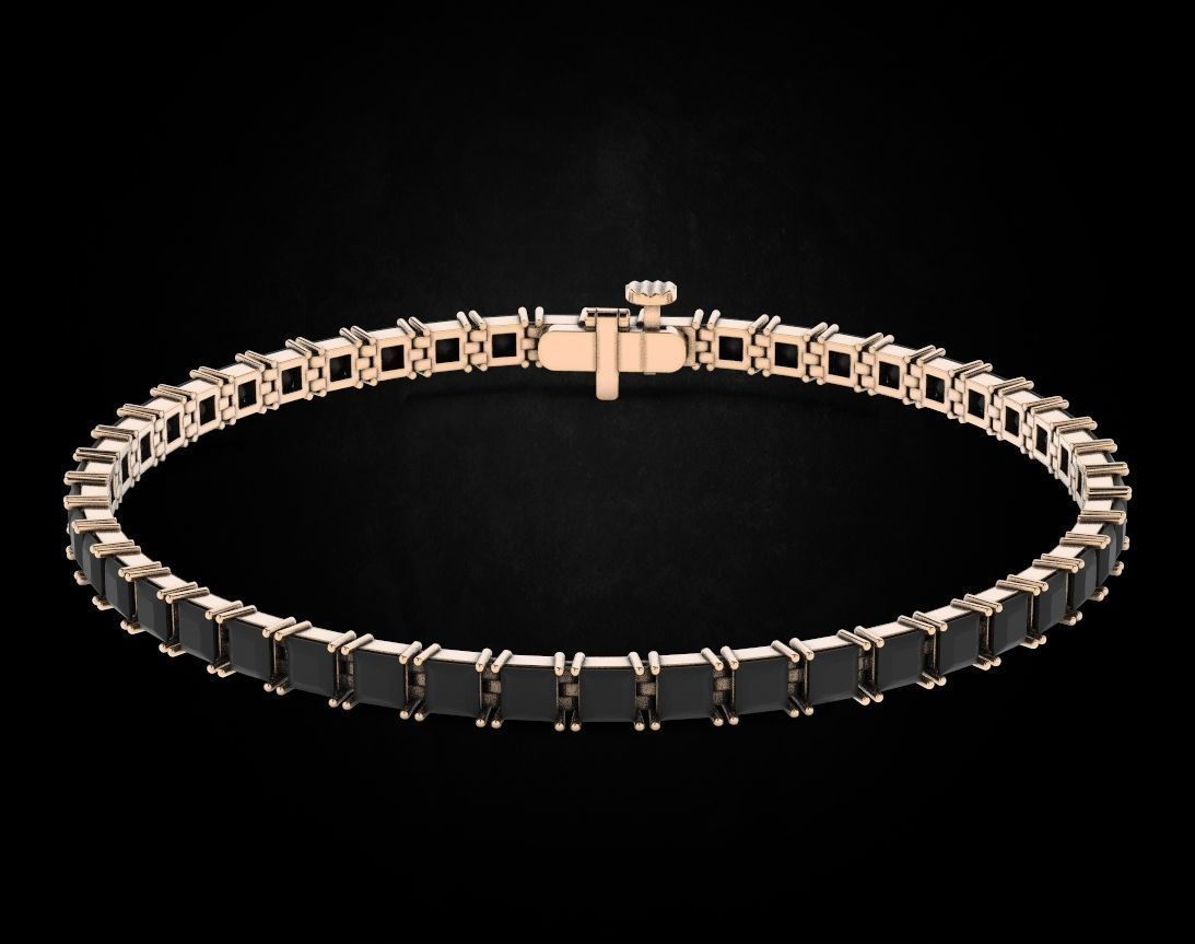 Elegant bracelet with princess stones 458 3D print model_11