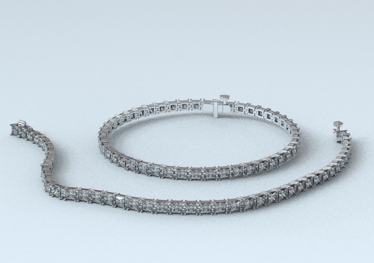 Elegant bracelet with princess stones 458 3D print model_1