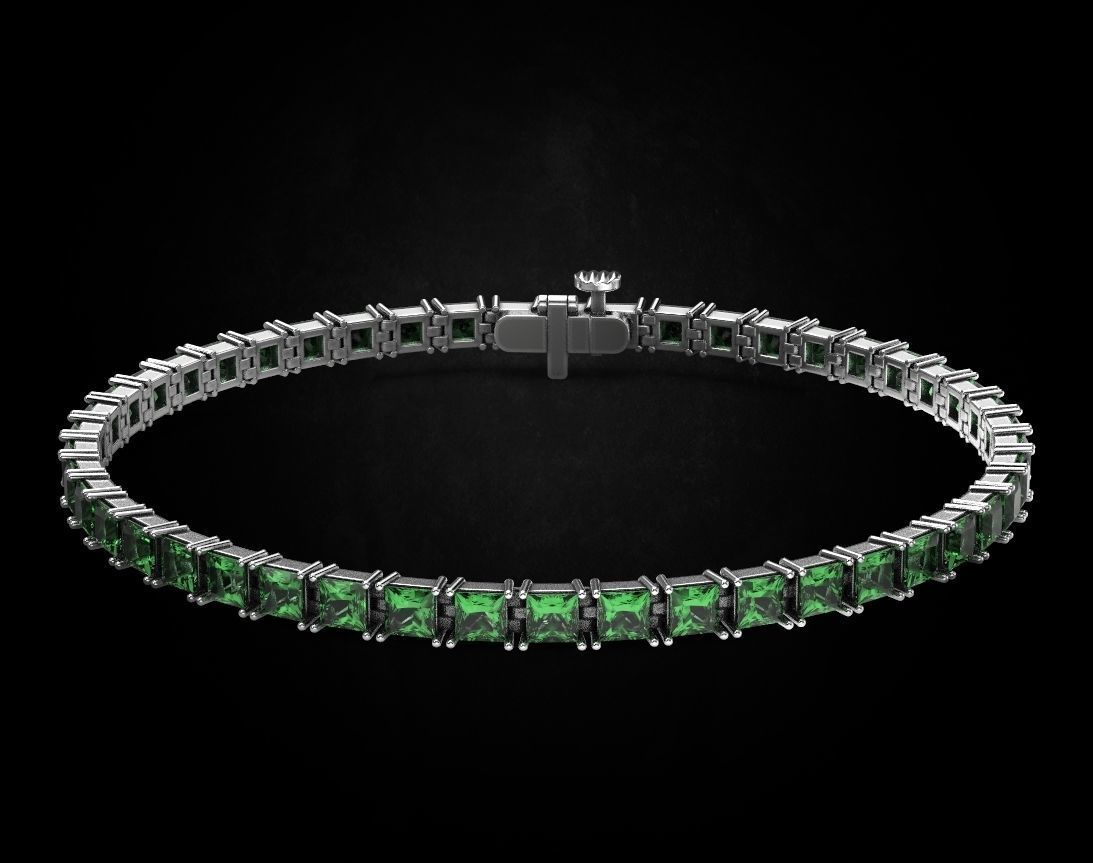 Elegant bracelet with princess stones 458 3D print model_2
