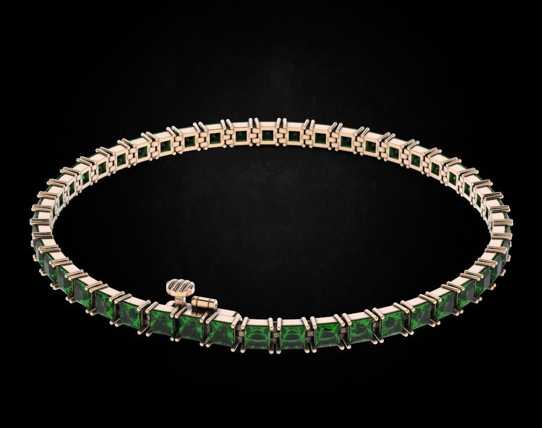 Elegant bracelet with princess stones 458 3D print model_9