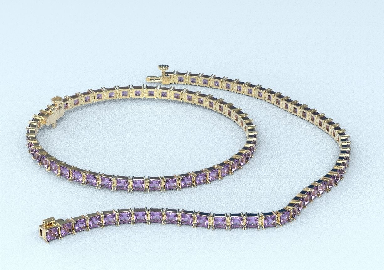 Elegant bracelet with princess stones 458 3D print model_7