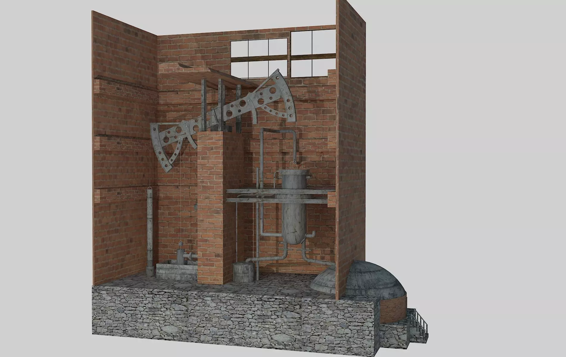 Thomas Newcomen atmospheric steam engine 3D model_0