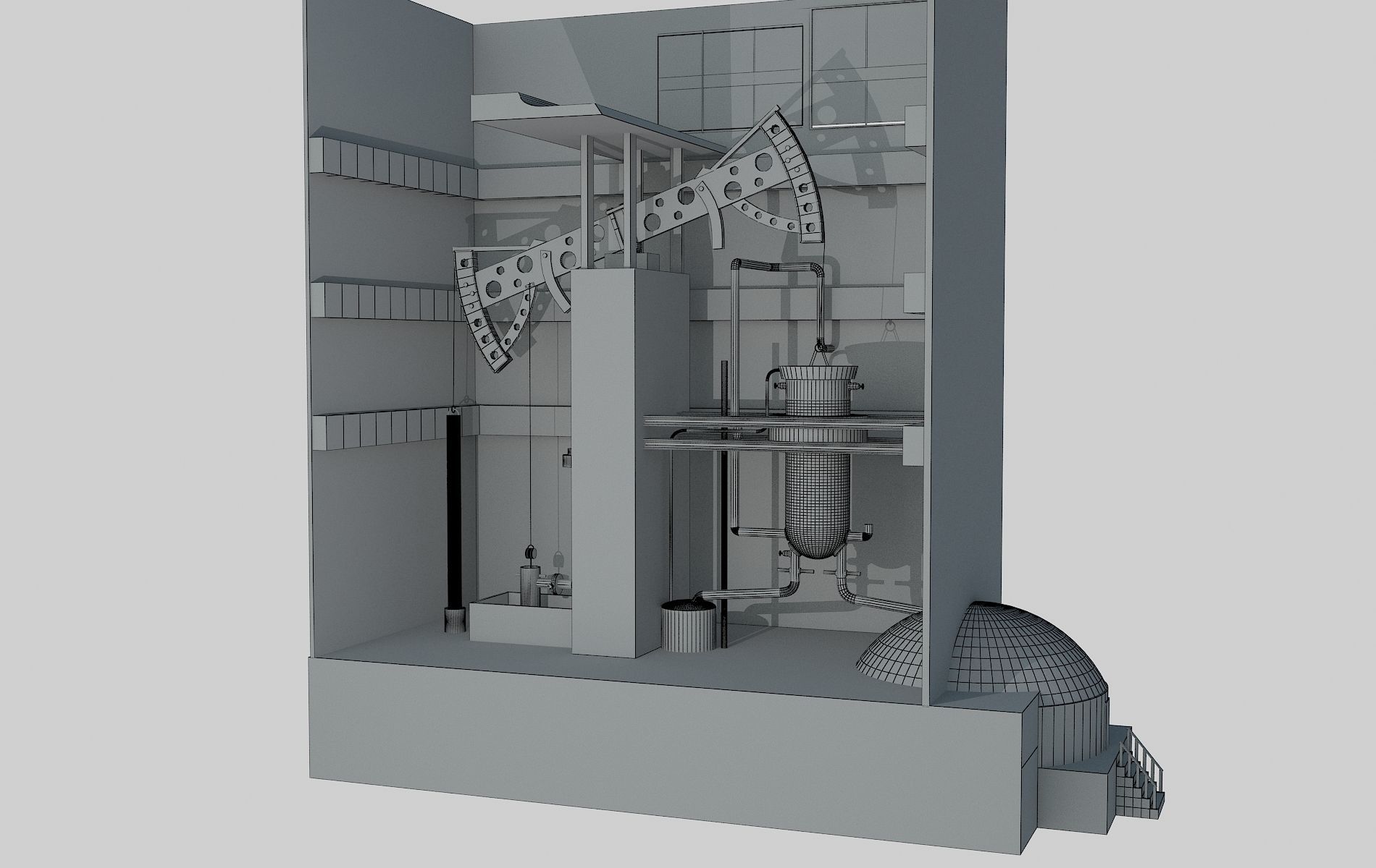 Thomas Newcomen atmospheric steam engine 3D model_4
