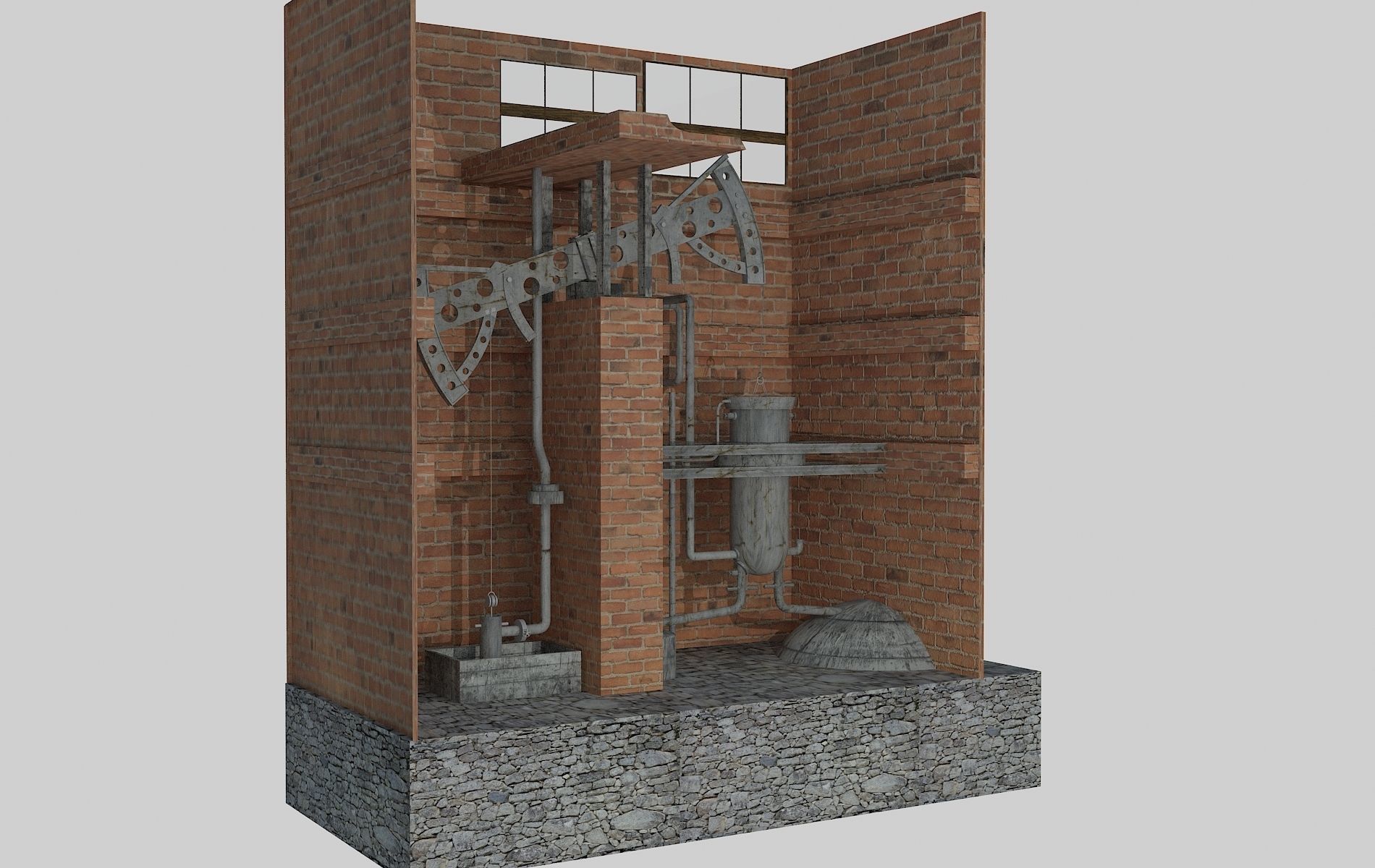 Thomas Newcomen atmospheric steam engine 3D model_1