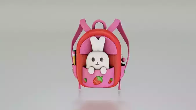 Bunny school - Backpack -  low-poly 3d model