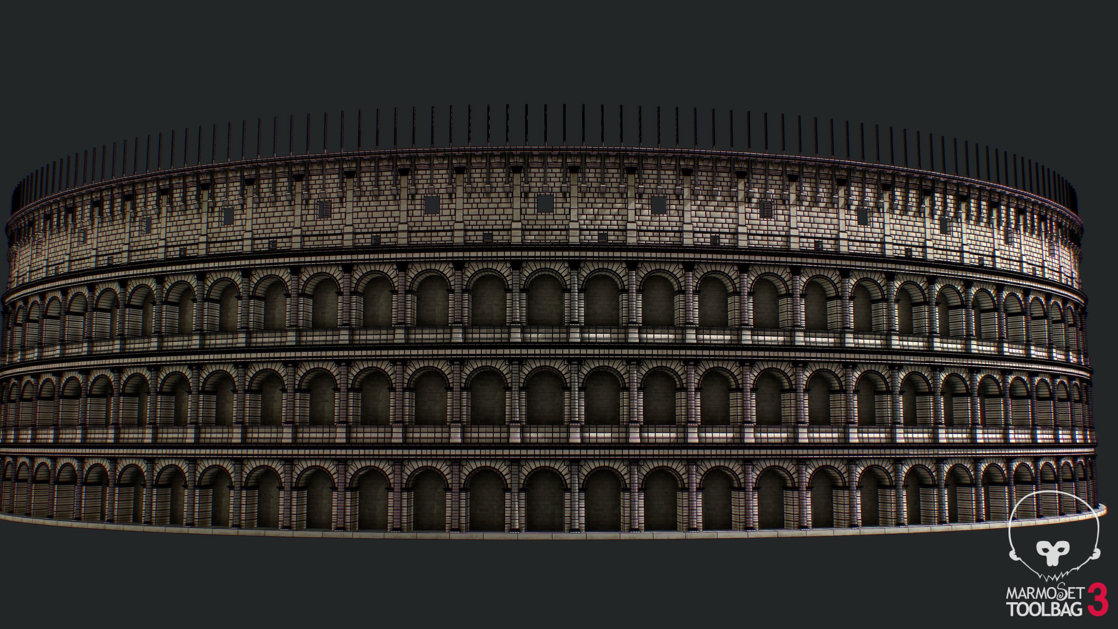 Colosseum Undamage Low-poly 3D model_8