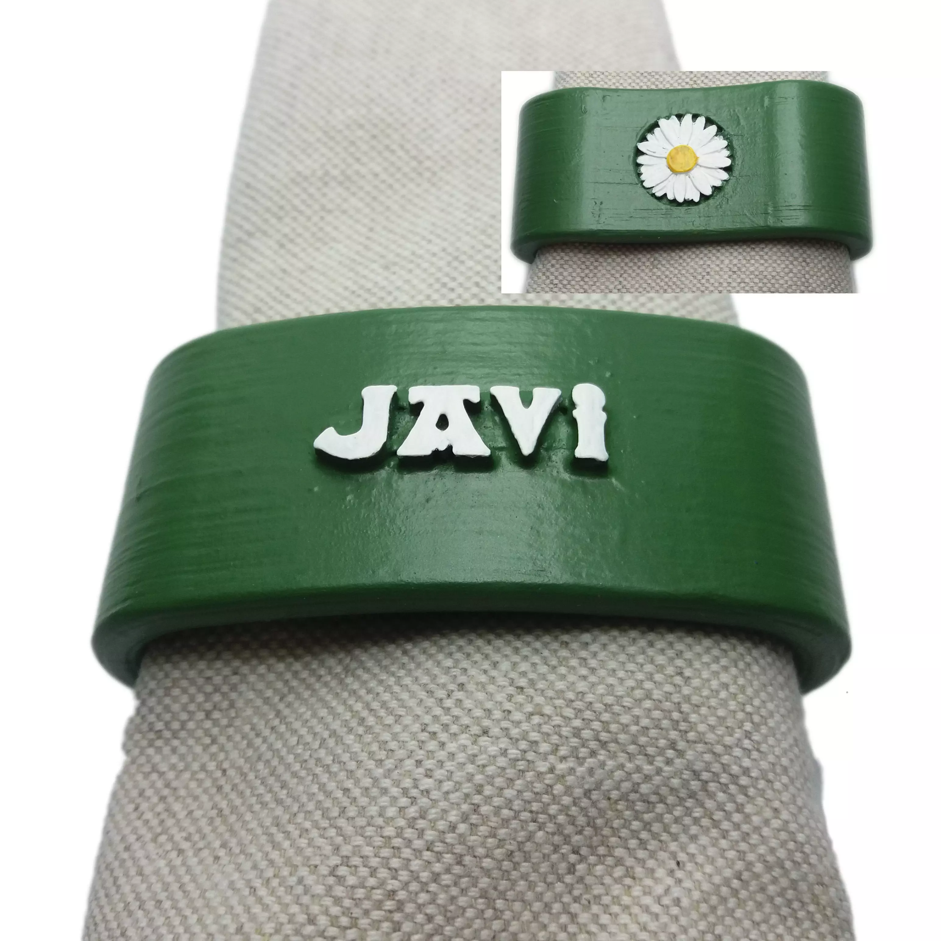 JAVI 3D Napkin Ring with daisy 3D print model_0