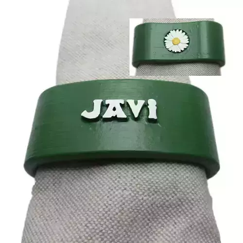 JAVI 3D Napkin Ring with daisy 3D print model JAVI 3D Napkin Ring with daisy 3D print model