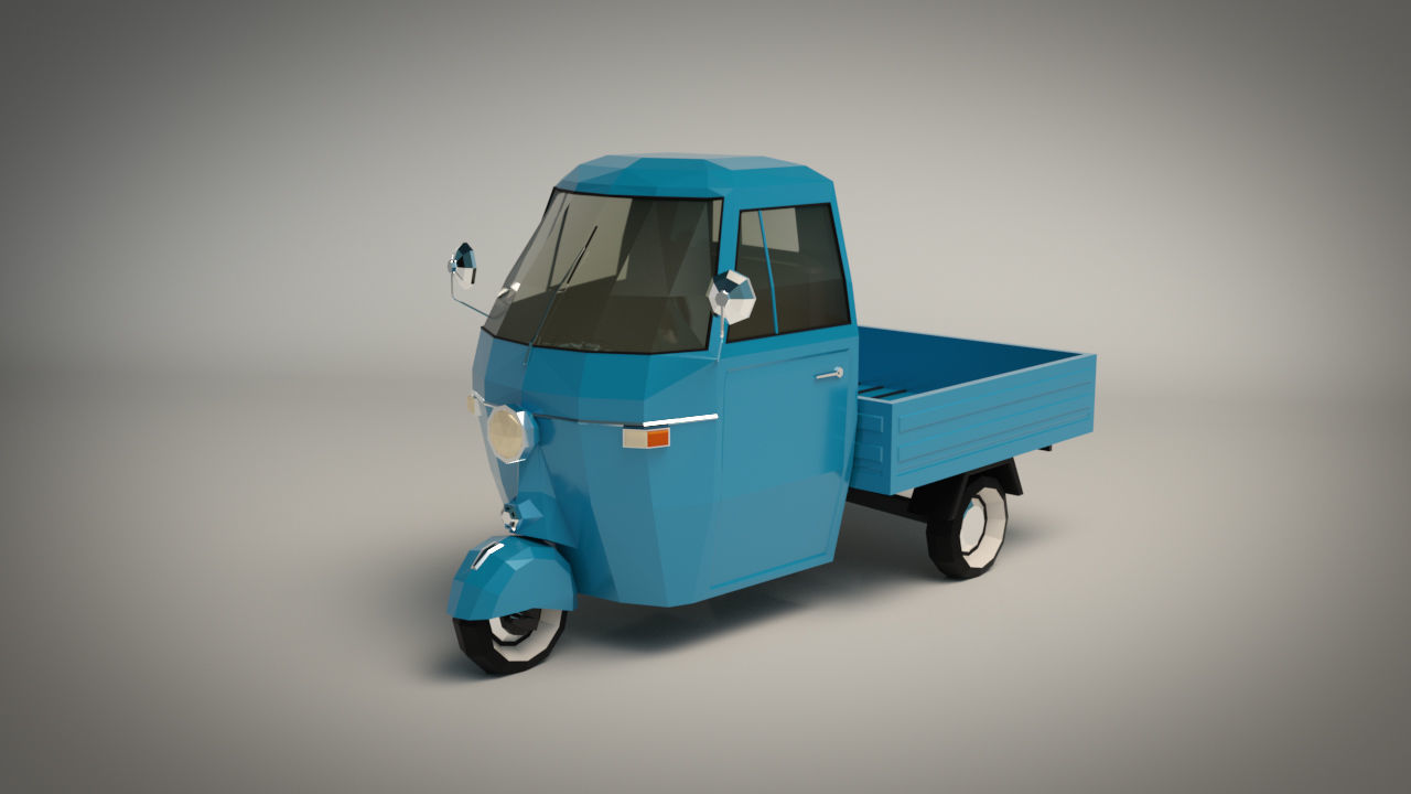 Low Poly Three Wheeled Pickup Low-poly 3D model_2