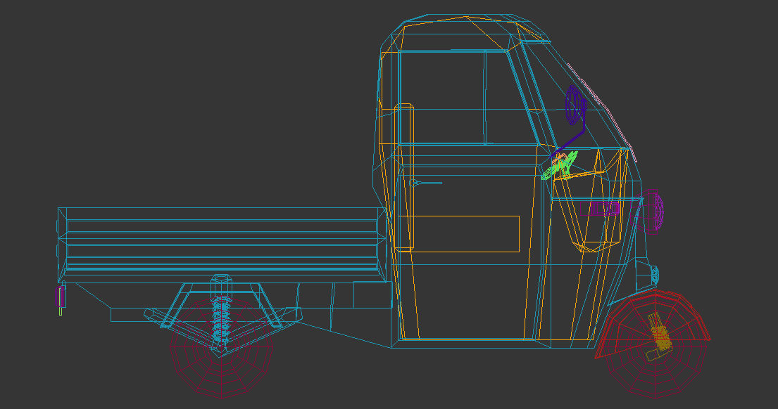 Low Poly Three Wheeled Pickup Low-poly 3D model_15