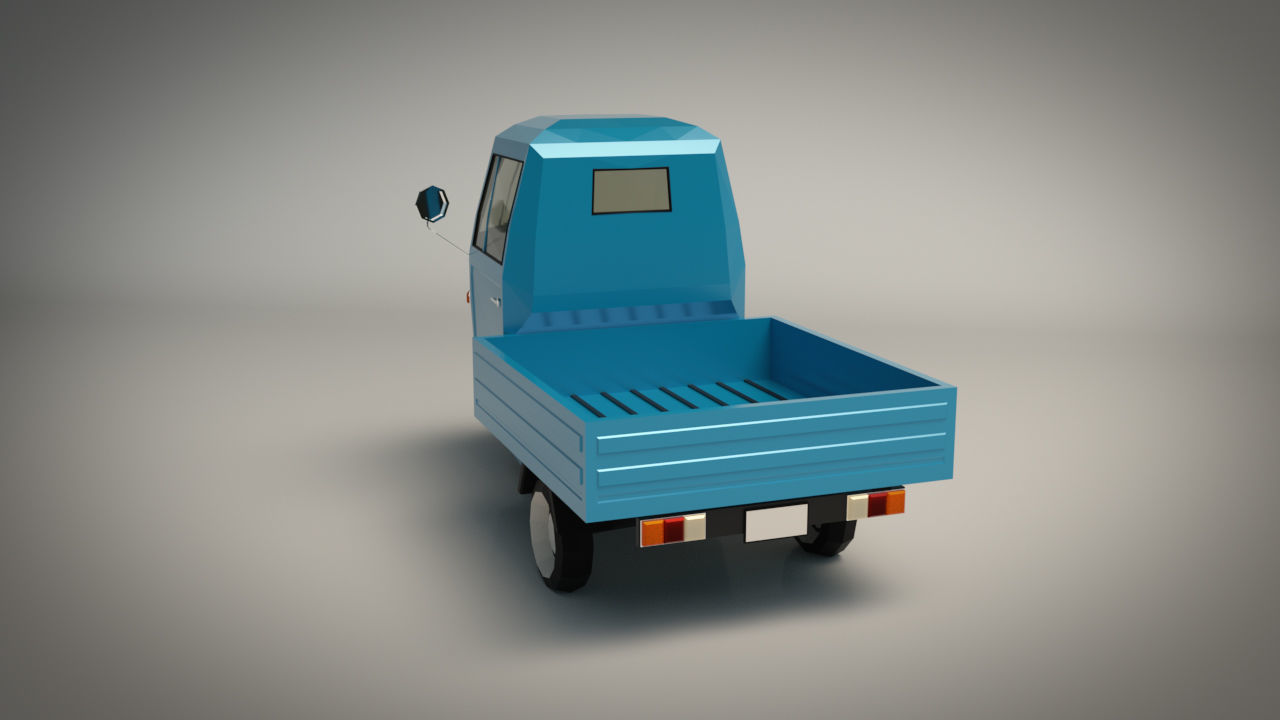 Low Poly Three Wheeled Pickup Low-poly 3D model_3