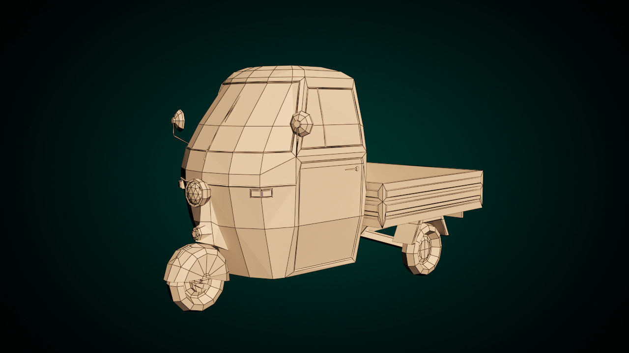 Low Poly Three Wheeled Pickup Low-poly 3D model_8