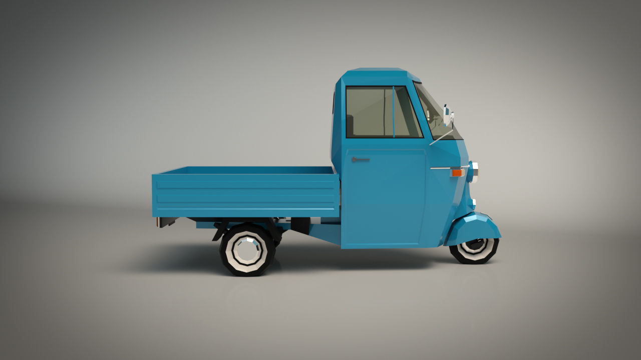 Low Poly Three Wheeled Pickup Low-poly 3D model_7