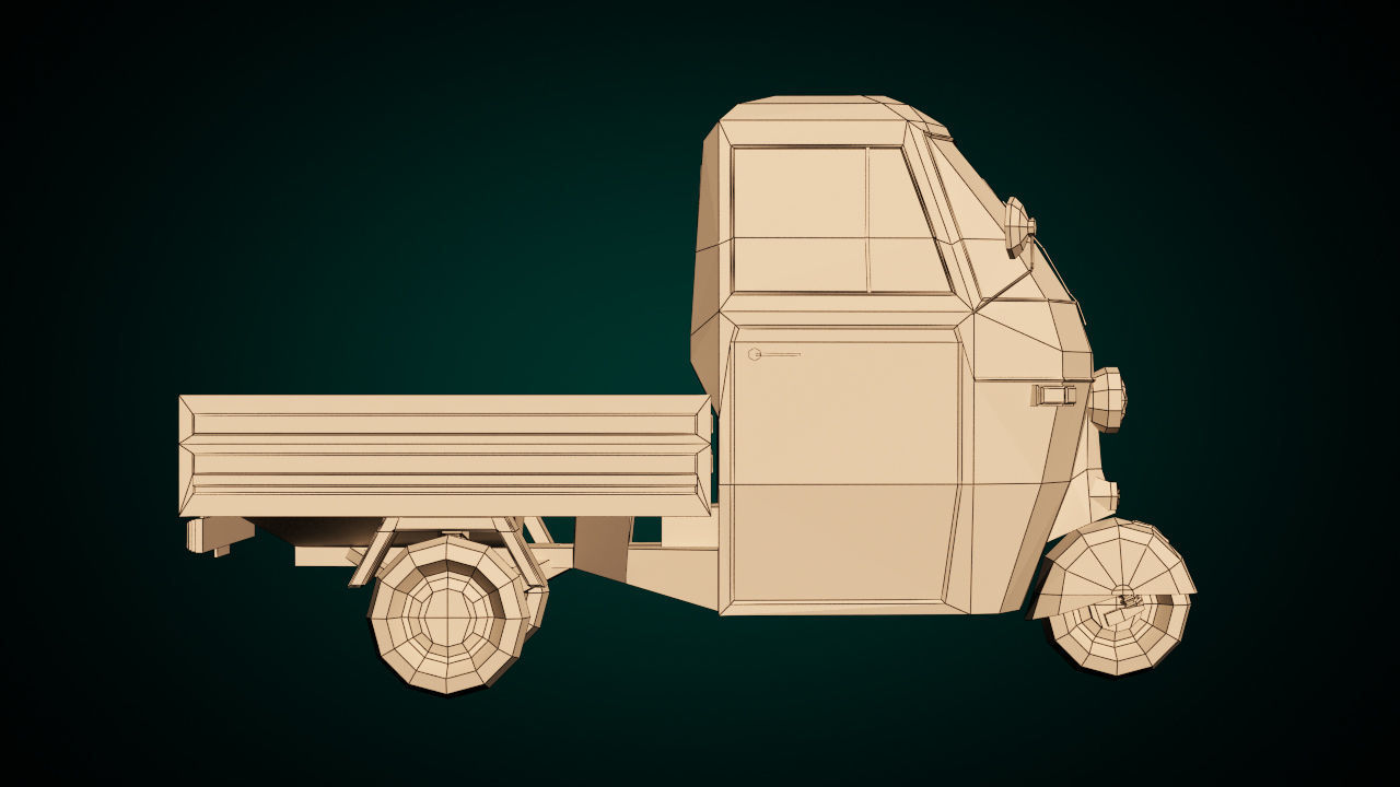 Low Poly Three Wheeled Pickup Low-poly 3D model_10