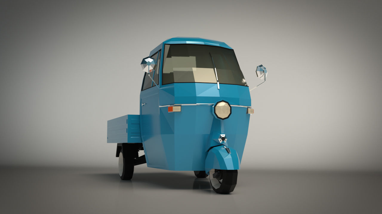 Low Poly Three Wheeled Pickup Low-poly 3D model_6