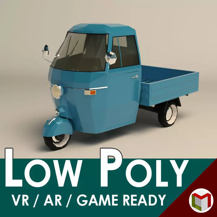 Low Poly Three Wheeled Pickup Low-poly 3D model_0