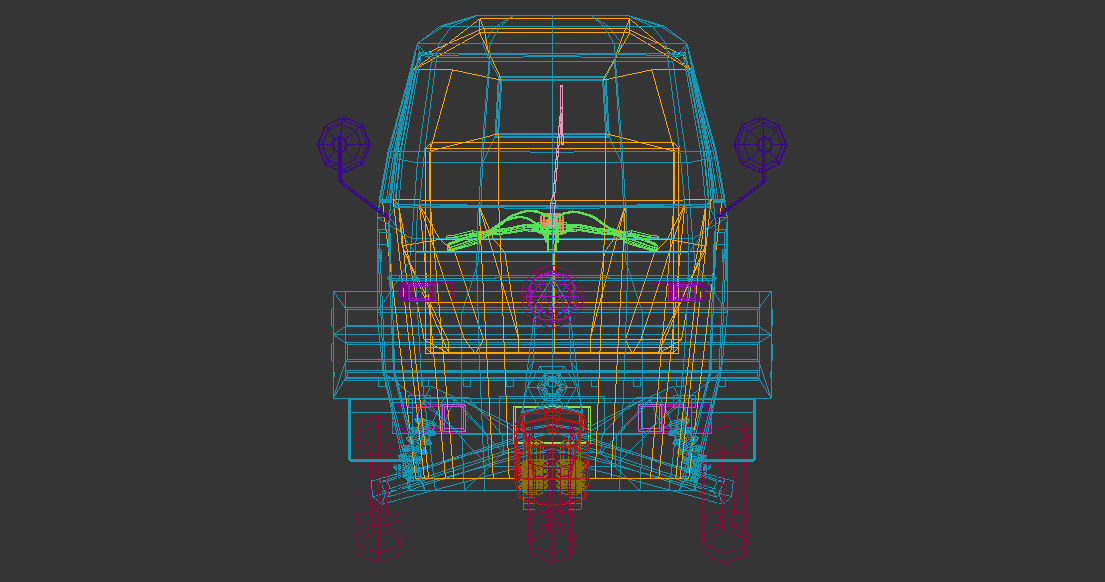 Low Poly Three Wheeled Pickup Low-poly 3D model_14