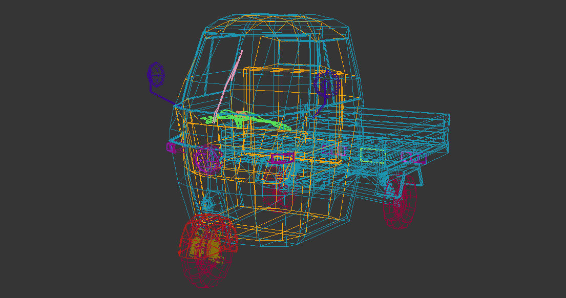Low Poly Three Wheeled Pickup Low-poly 3D model_13