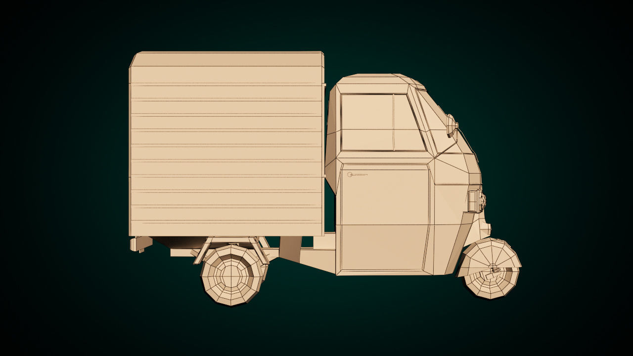 Low Poly Three Wheeled Van Low-poly 3D model_10