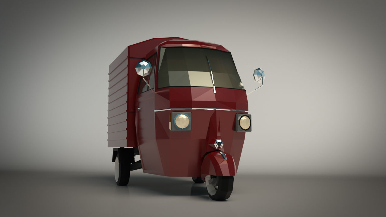 Low Poly Three Wheeled Van Low-poly 3D model_6