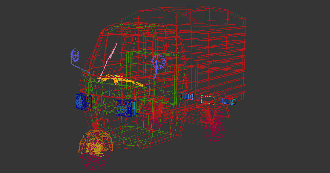 Low Poly Three Wheeled Van Low-poly 3D model_13