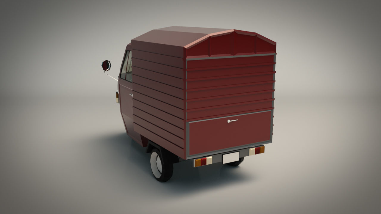 Low Poly Three Wheeled Van Low-poly 3D model_3
