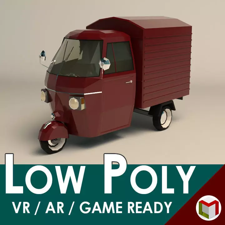 Low Poly Three Wheeled Van Low-poly 3D model_0