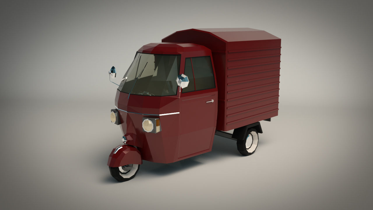 Low Poly Three Wheeled Van Low-poly 3D model_2