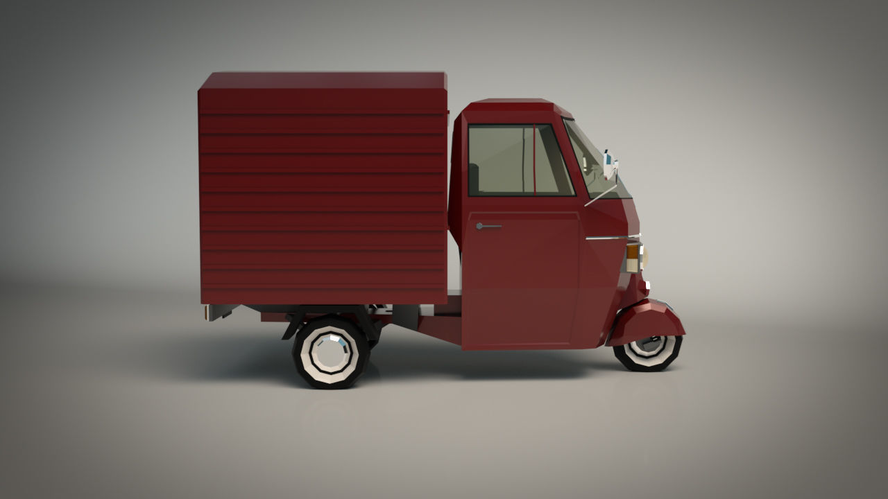 Low Poly Three Wheeled Van Low-poly 3D model_7