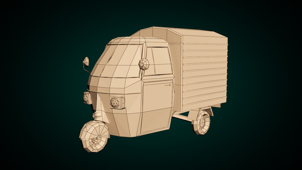Low Poly Three Wheeled Van Low-poly 3D model_8