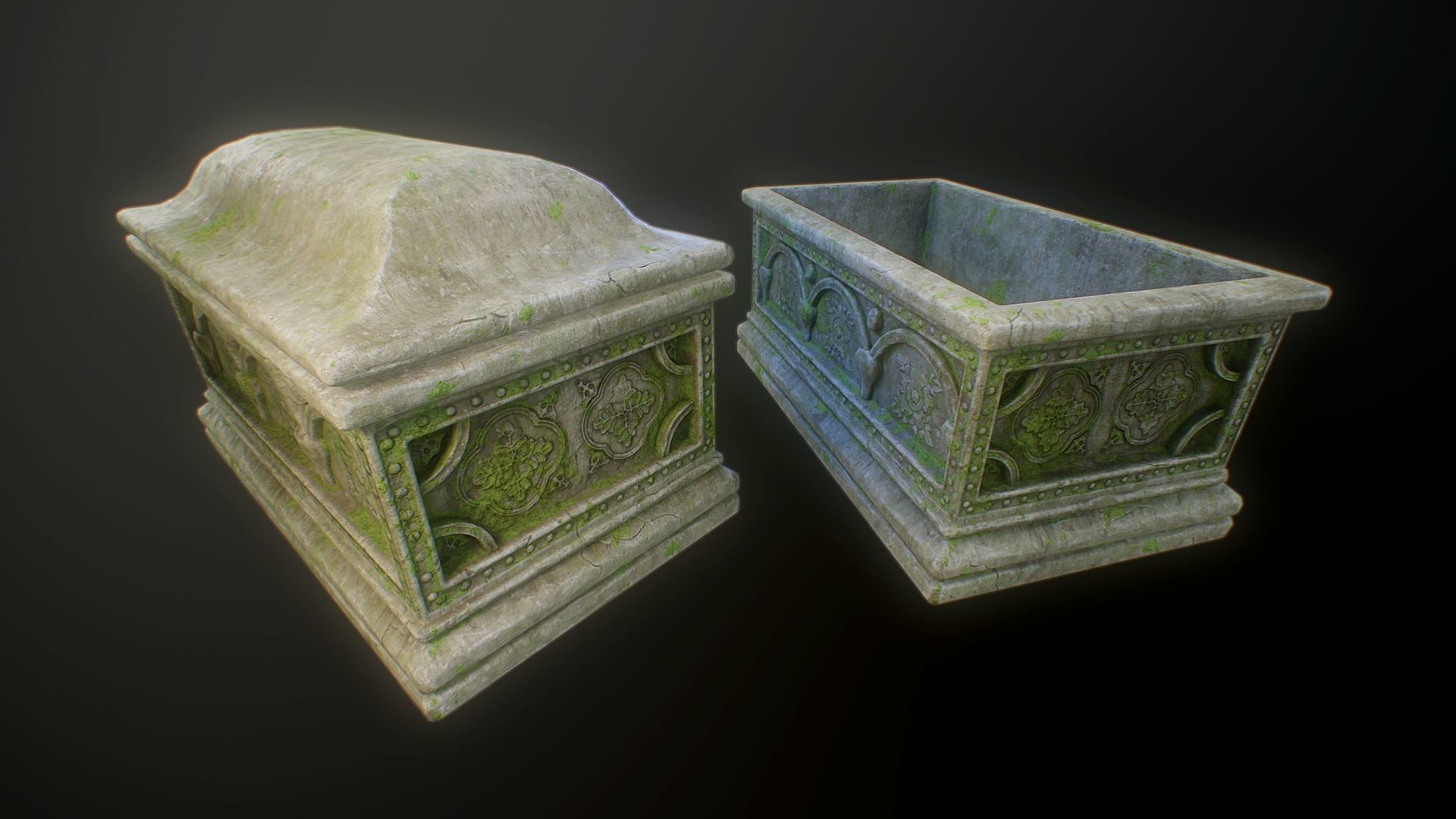 3D model Mossy Stone Chest CGTrader
