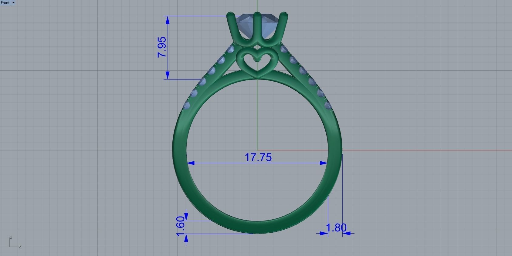 Engagement Ring With Diamonds 3D Print Model 3D print model_3
