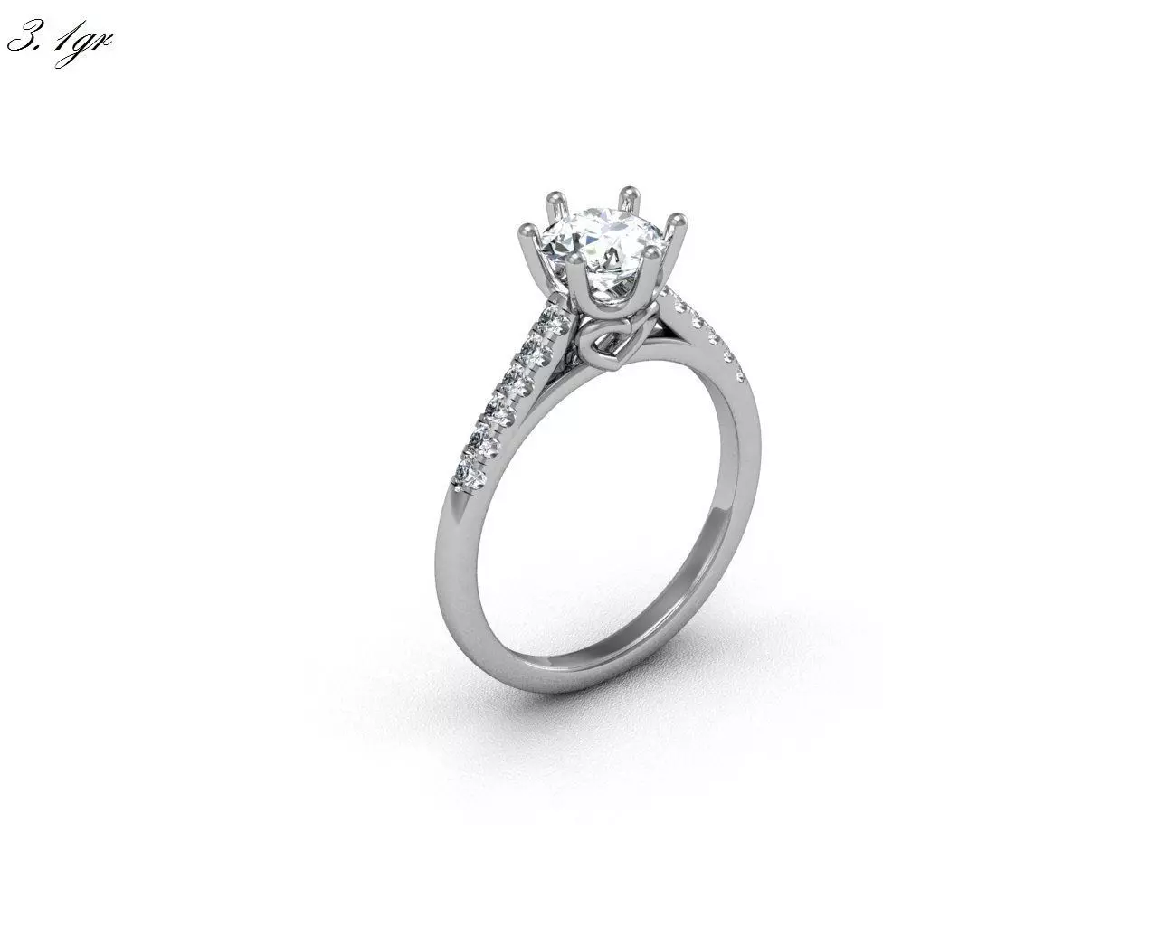 Engagement Ring With Diamonds 3D Print Model 3D print model_0